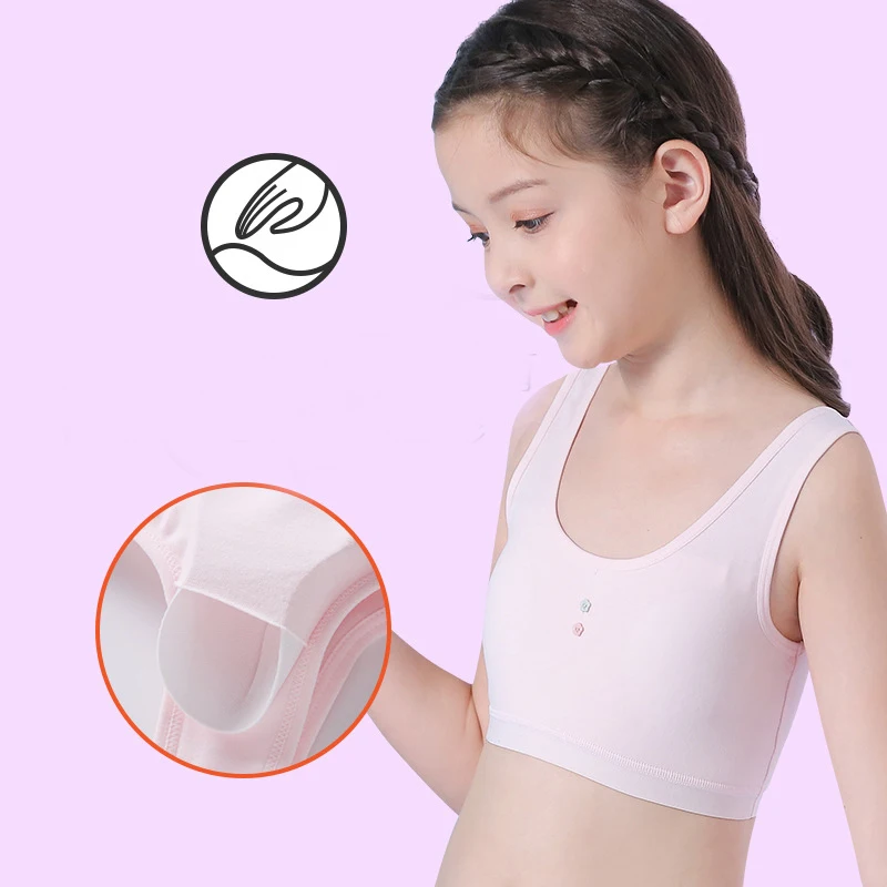 EuerDoDo-ropa interior para ni&ntilde;as, sost&eacute;n de entrenamiento, Tops de algod&oacute;n, Tops cortos sin mangas transpirables, deportivos informales-2