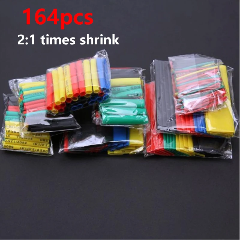 

164pcs Set Polyolefin Shrinking Assorted Heat Shrink Tube Wire Cable Insulated Sleeving Tubing Set CLH@8 Waterproof pipe sleeve