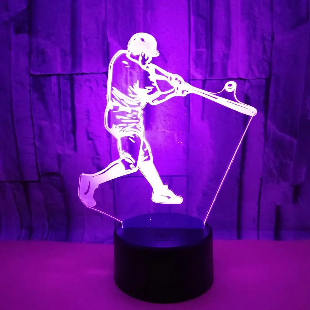 Подарочная маленькая настольная лампа оптовая продажа бейсбольная 3d