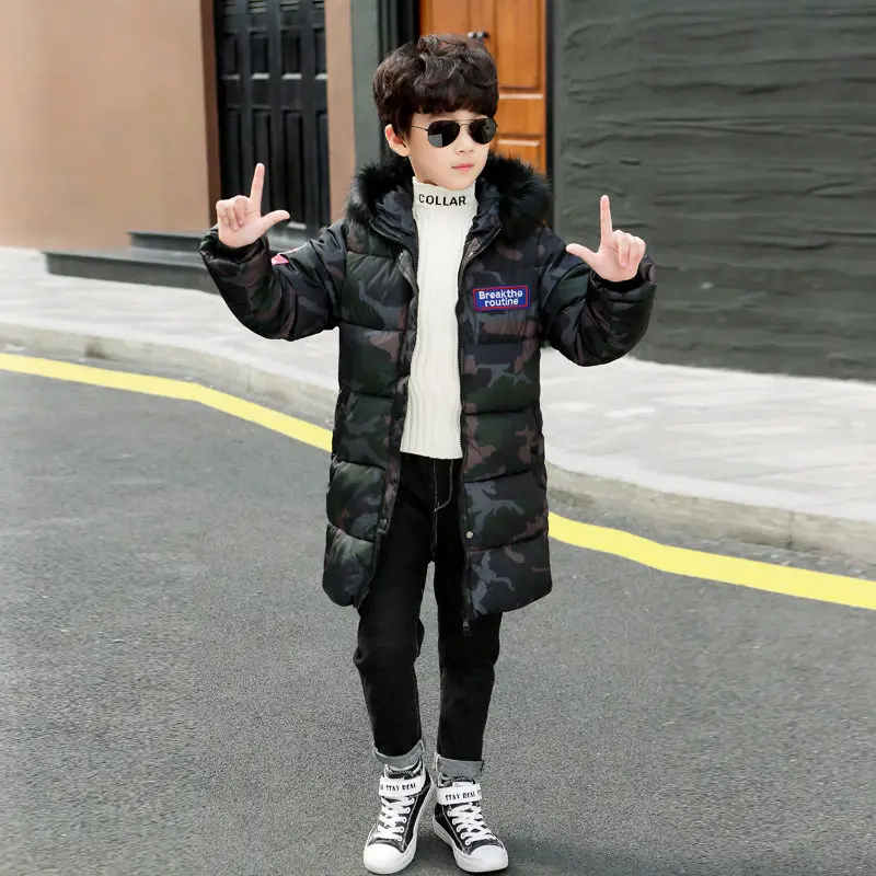 2019 г. Детские камуфляжные меховые толстовки зимняя верхняя одежда пальто для