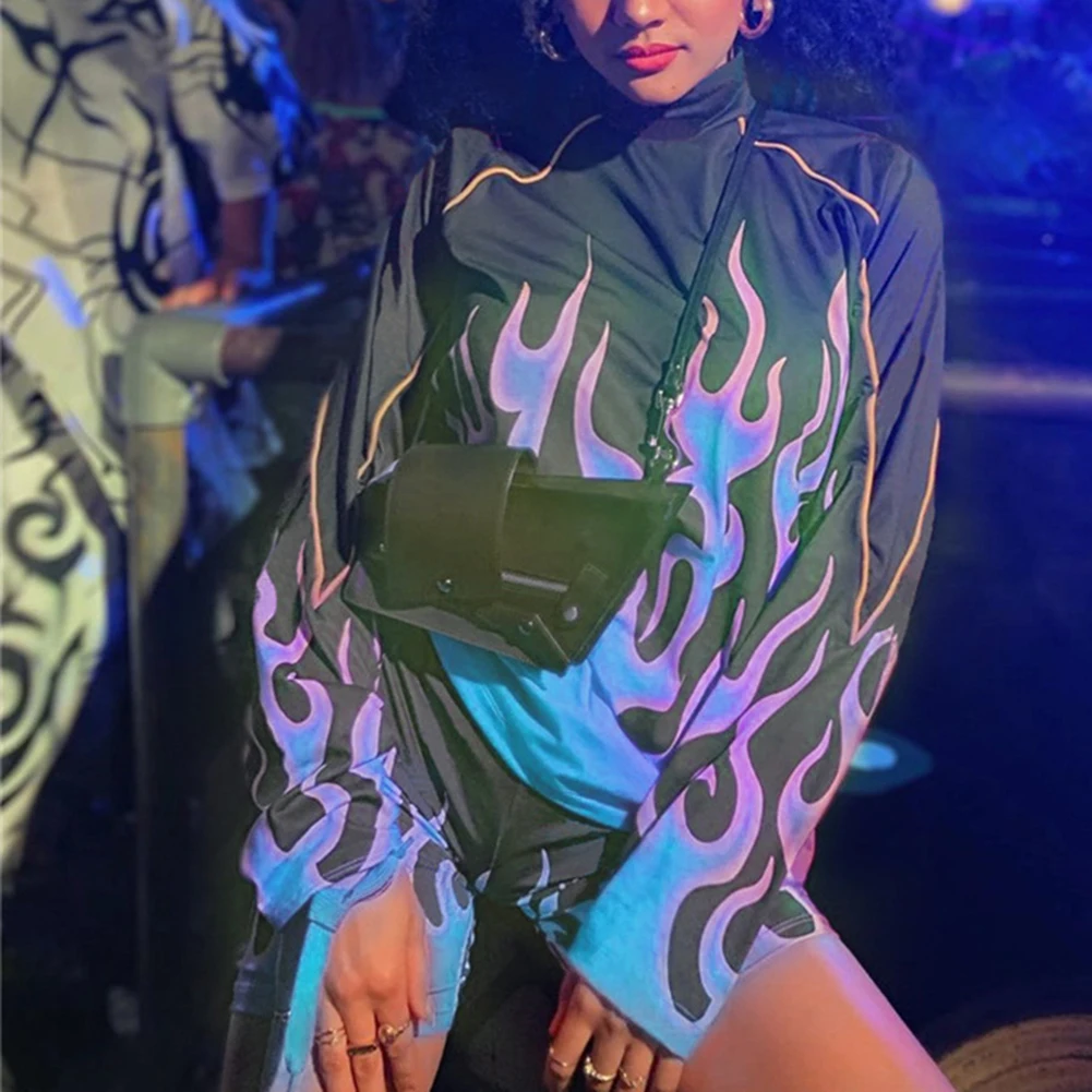 Осень 2019 свитшот с рисунком огня уличная мода повседневные женские пуловеры