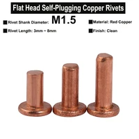100pcs m1 5x3mm8mm super small solid red copper rivets flat head cup head self plugging rivet round head