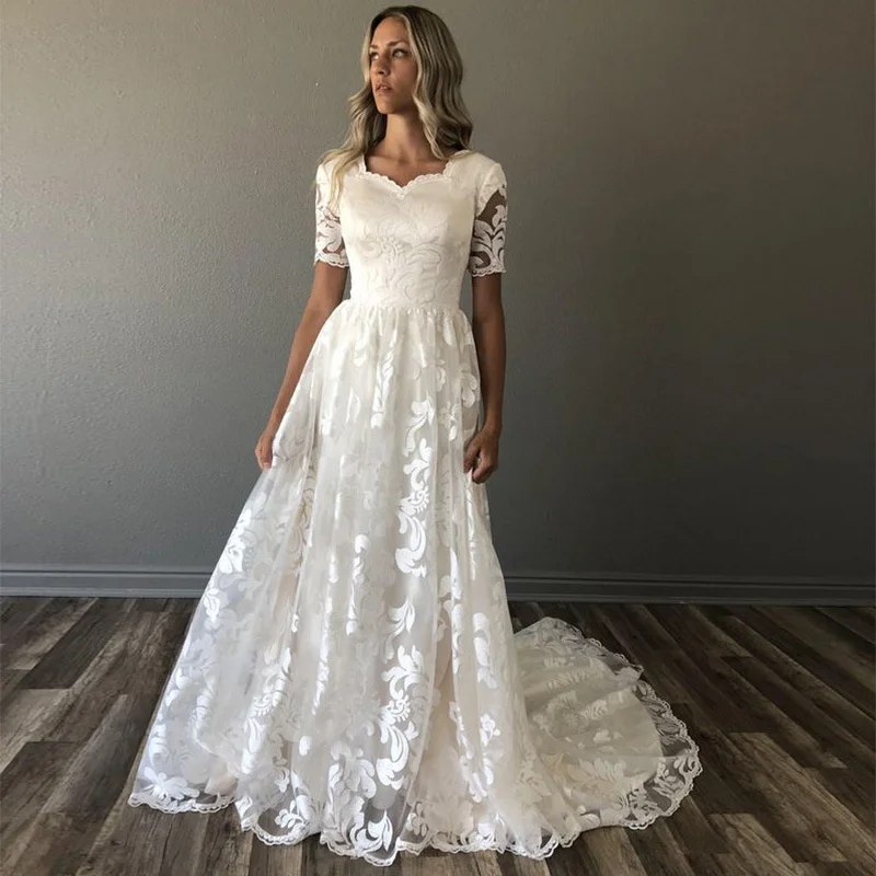 

TULX ashion women's square neck banquet dress high-end sexy perspective temperament elegant slim white wedding dress