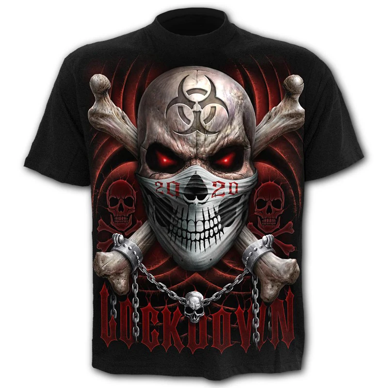 

2021 3D Skull Theme Men's T-Shirts High Street Print Horror Series T Shirts Summer Fashion Tops Boys Clothing Large Size Tshirt