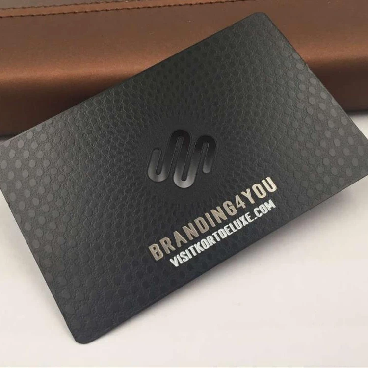wholesale high-quality customized electroplating black matte metal business card with UV spot