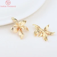 132610pcs 19x24mm hole 1 5mm 24k gold color brass flower charms pendants high quality jewelry making findings accessories