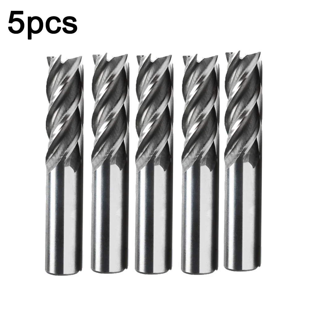 

5* HSS CNC 4-Flutes End Mills Cutter Milling Machine Straight Shank Bits Kit New