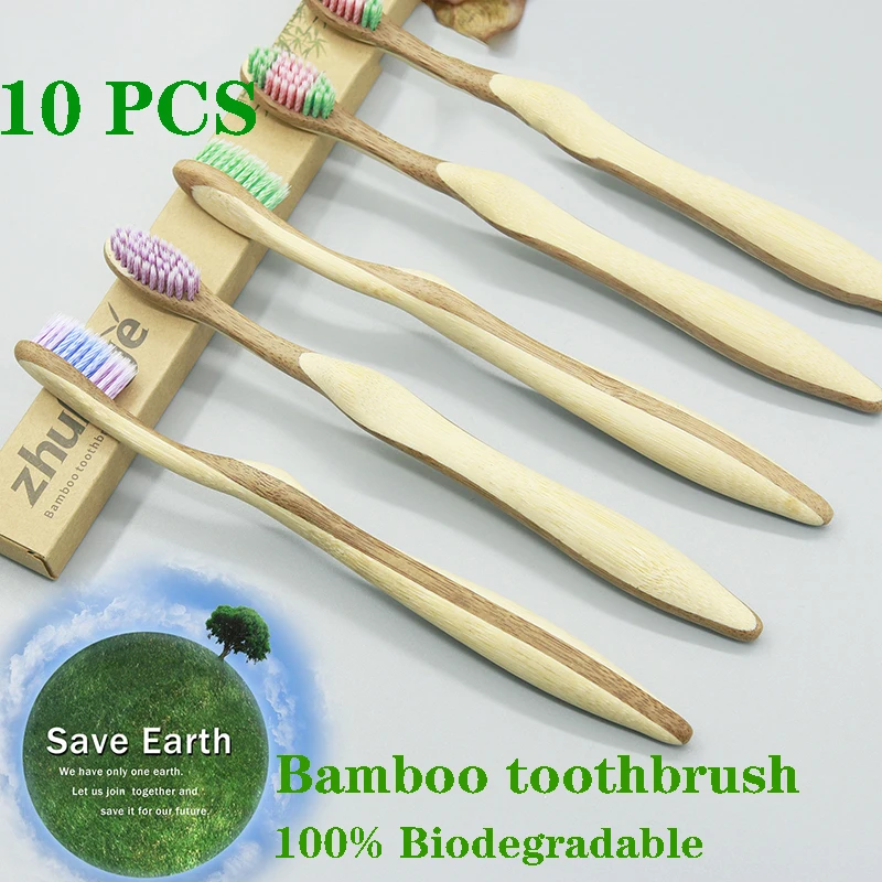 

5/10 PCS New Design High-End Bamboo Toothbrush Zero Waste Eco Friendly Wooden Tooth Brush Soft Bristle Tip Adults Oral Care