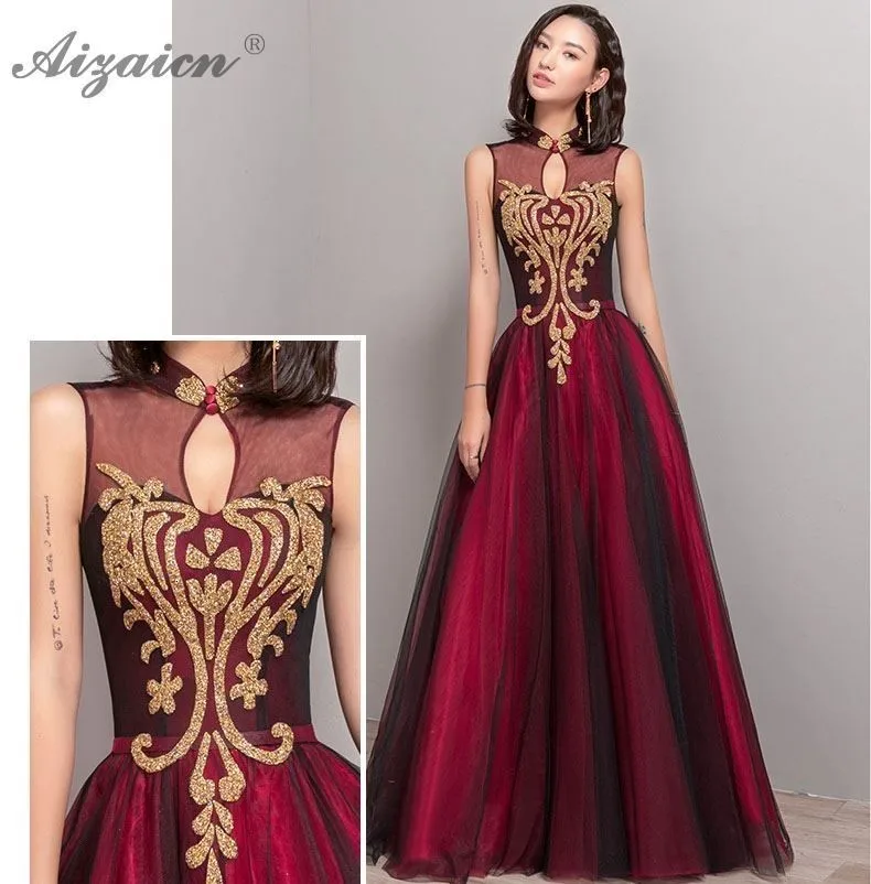 Роскошное китайское вечернее платье длинное Cheongsam зеленое свадебное Qipao Восточный Стиль Вечерние платья Восточно-китайское платье Qi Pao