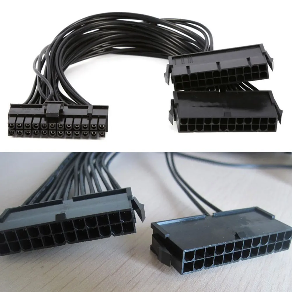 30CM Dual PSU Power Supply 24 pin ATX Motherboard Mainboard Adapter Connector Cable |