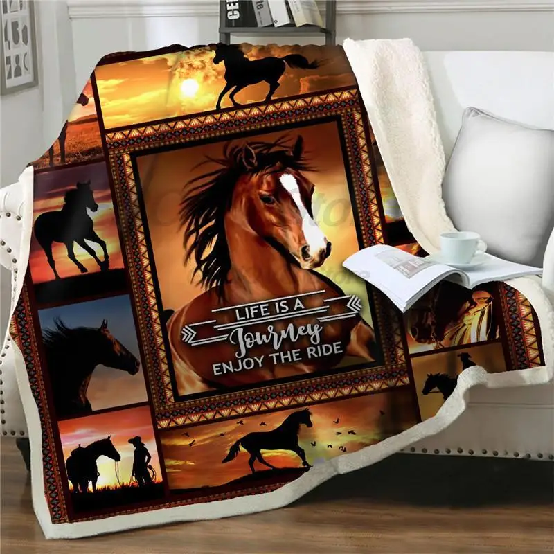 

Cartoon pferd gedruckt Sherpa Decke Dicke Weiche Flanell decke Sofa Bettwäsche Bettdecke einfach waschen quilt Abdeckung Hause t