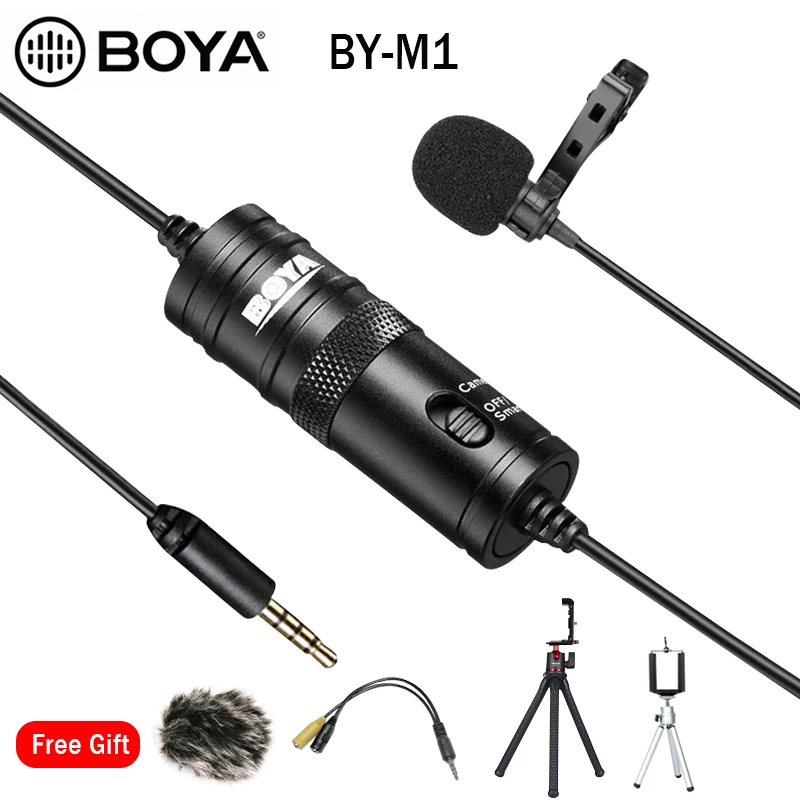 

Мини-микрофон BOYA для студийных камер, петличный микрофон с зажимом и разъемом 3,5 мм, конденсаторный микрофон с отворотом для Canon, Nikon, DSLRCamcorders,...