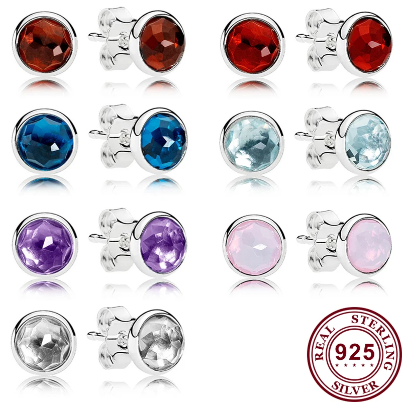 

Original 925 серьги Silver Pan Earrings Shiny Crystal Cz Multicolor Pan Earrings For Women Wedding Gift Fashion Jewelry