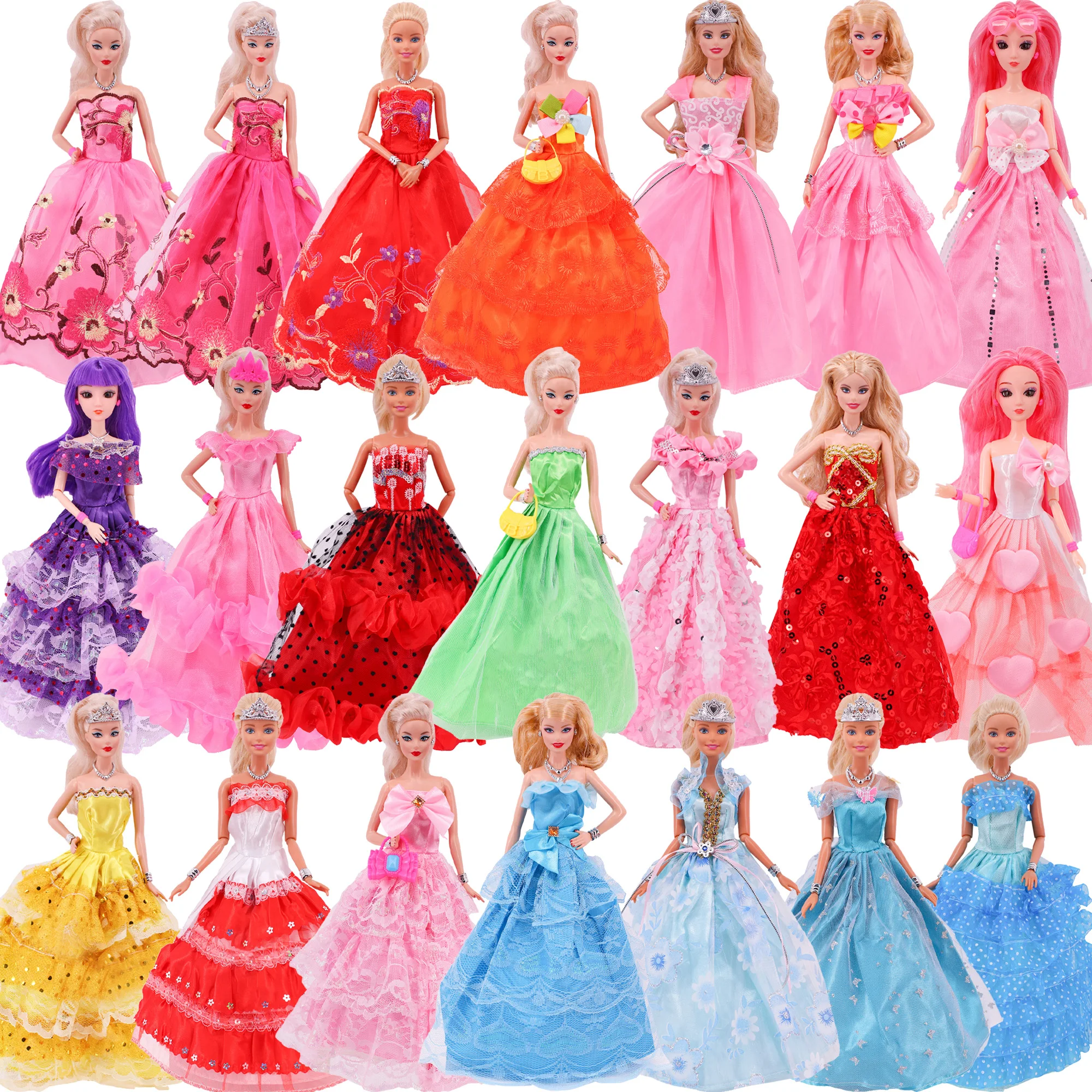 

Barbies Doll 1 Evening Dress+4 Piece Random Accessories For 11.5inch Barbies Doll Cocktail Daily Casual Clothing Accessories