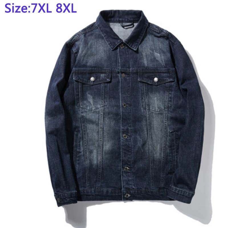 Мужская джинсовая куртка Толстая Повседневная большого размера плюс 97% хлопка