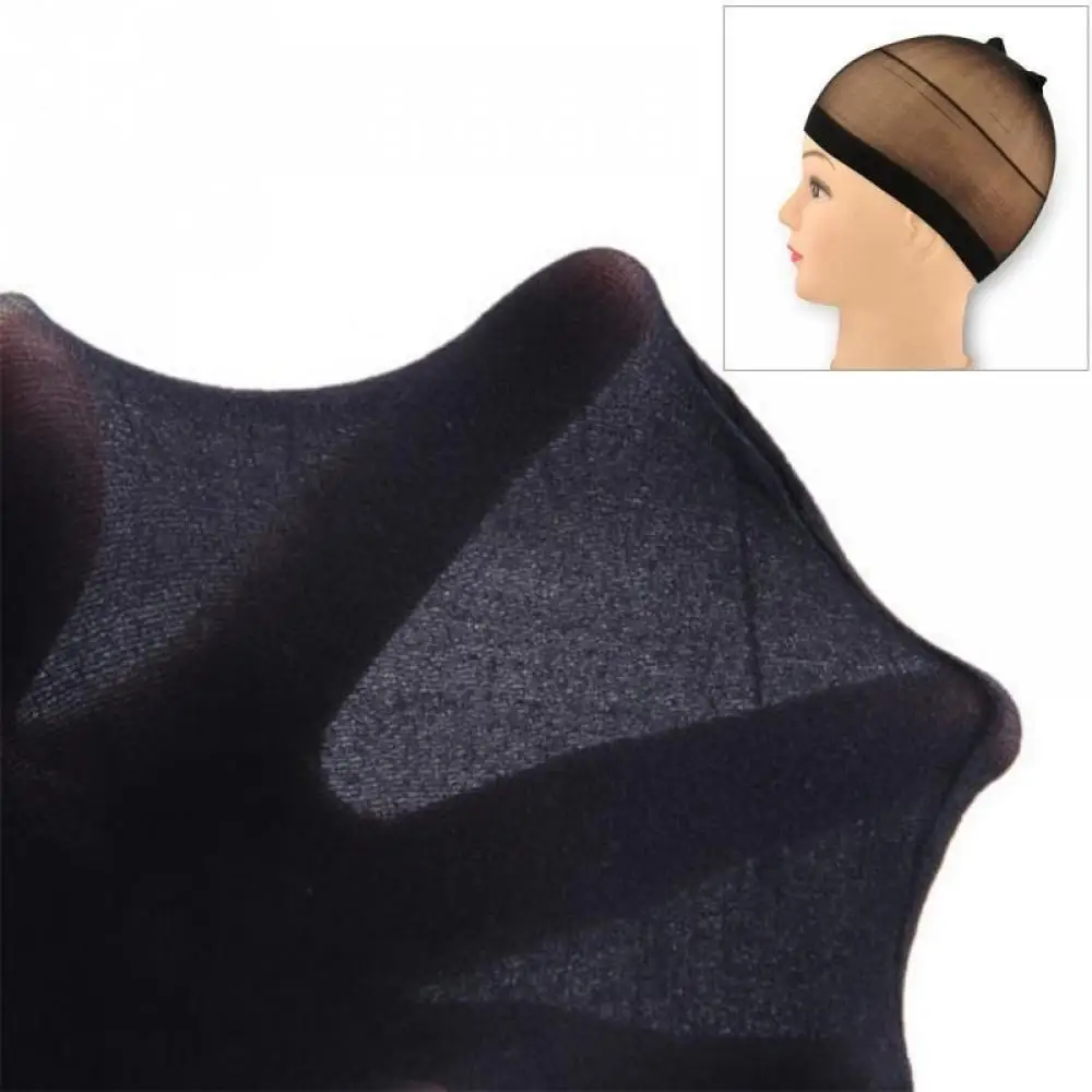 2Pcs Women Stockings Style Stretchable Wig Cap Hair Net Elastic Mesh Liner Snood images - 6
