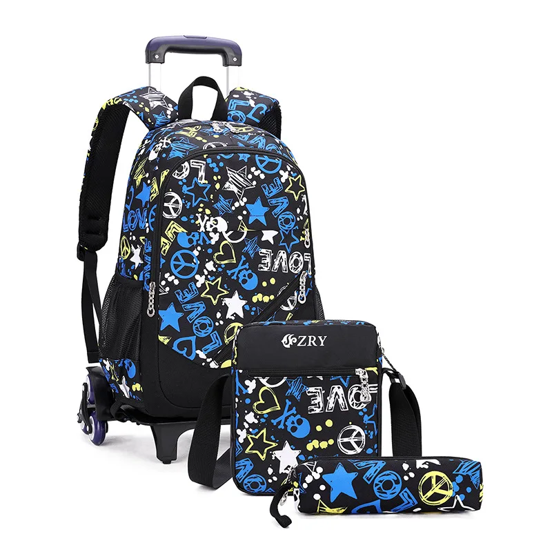Детский Школьный рюкзак на колесиках для девочек и мальчиков, ортопедические съемные Сумки на колесиках для подростков