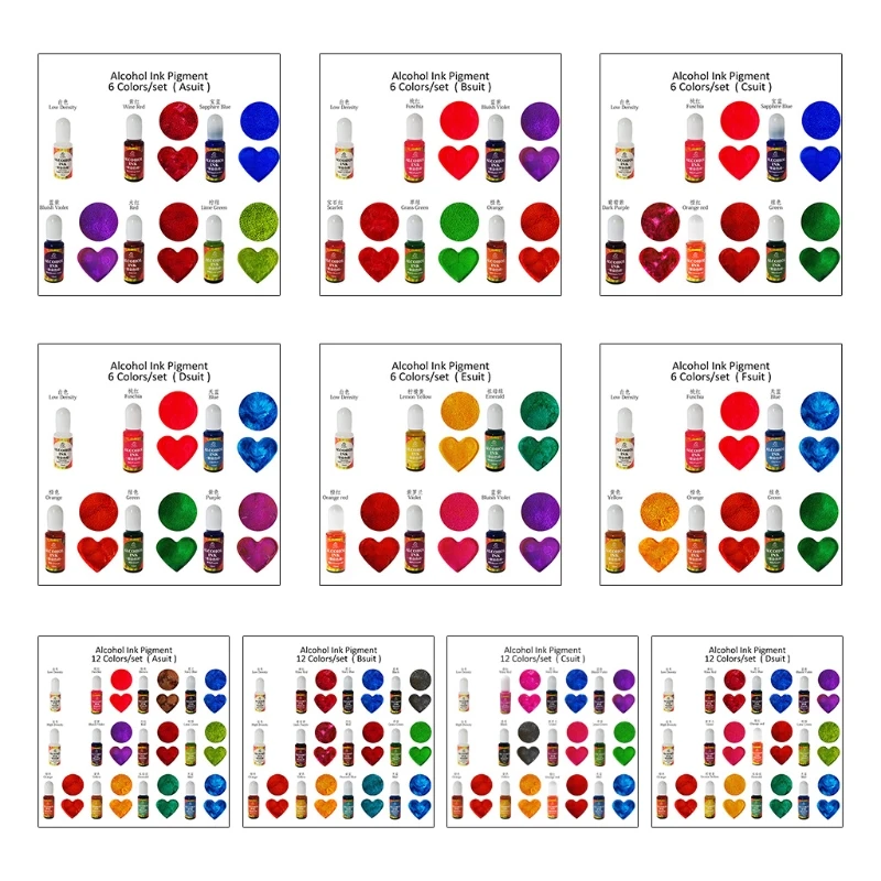 

6/12 Colors Epoxy Pigment Liquid Colorant Dye Ink Diffusion Resin Jewelry DIY
