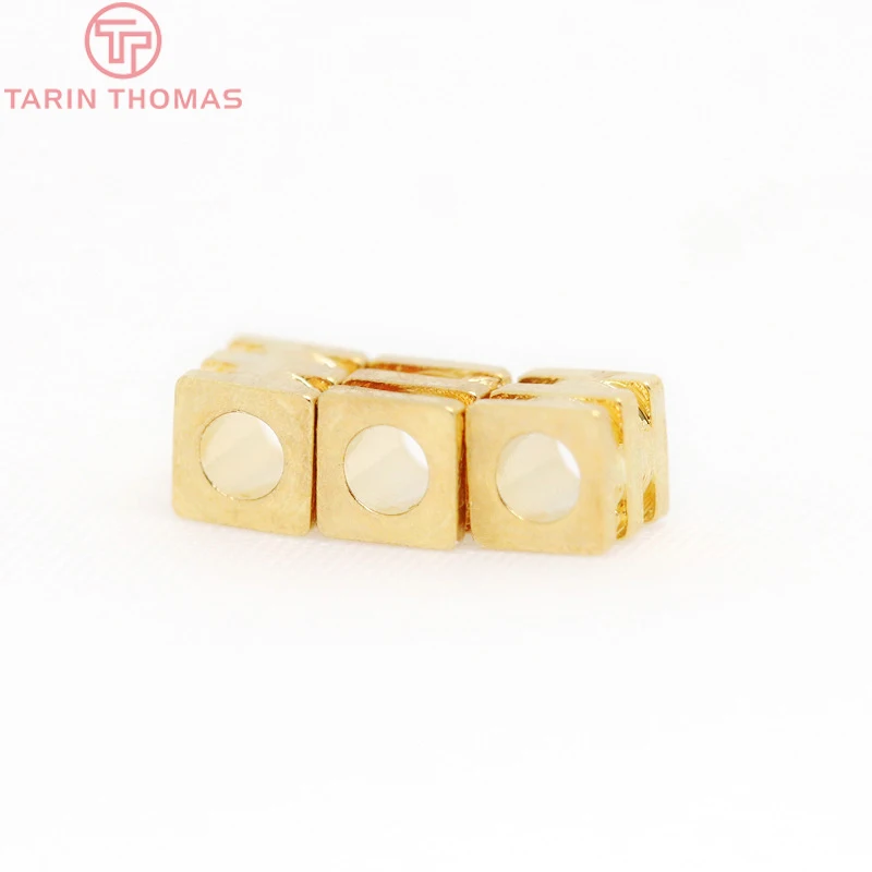 20PCS 3x3.5MM 24K Champagne Gold Color Plated Brass Square Beads Bracelet High Quality Diy Jewelry Accessories | Украшения и