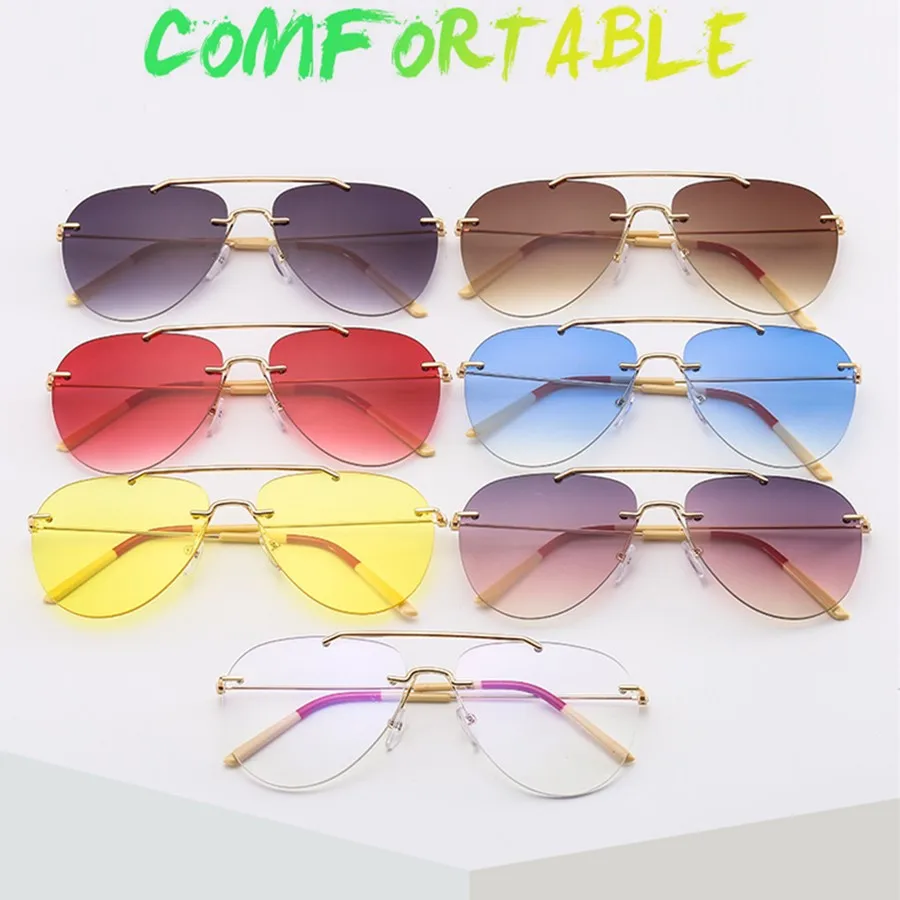 Винтажные безрамные пилотные солнцезащитные очки 2020 женские классические