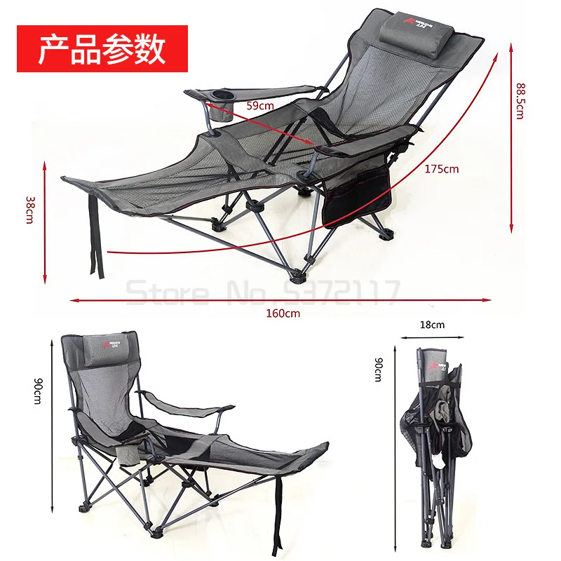 저렴한 Reclining 접이식 캠핑 의자 발판 휴대용 낮잠 의자 야외 캠핑 낚시 Foldable 비치 라운지 의자