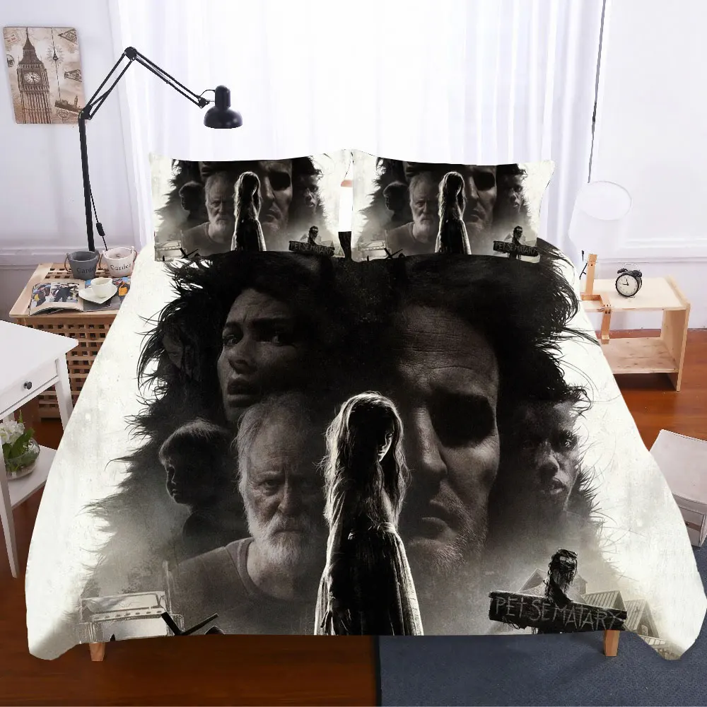 

Edredon Pet Sematary King Size 3D Bedding Sets Home Textile Duvet Cover Bed Sheets Skull Bedding Set Pillowcases Bed Linen