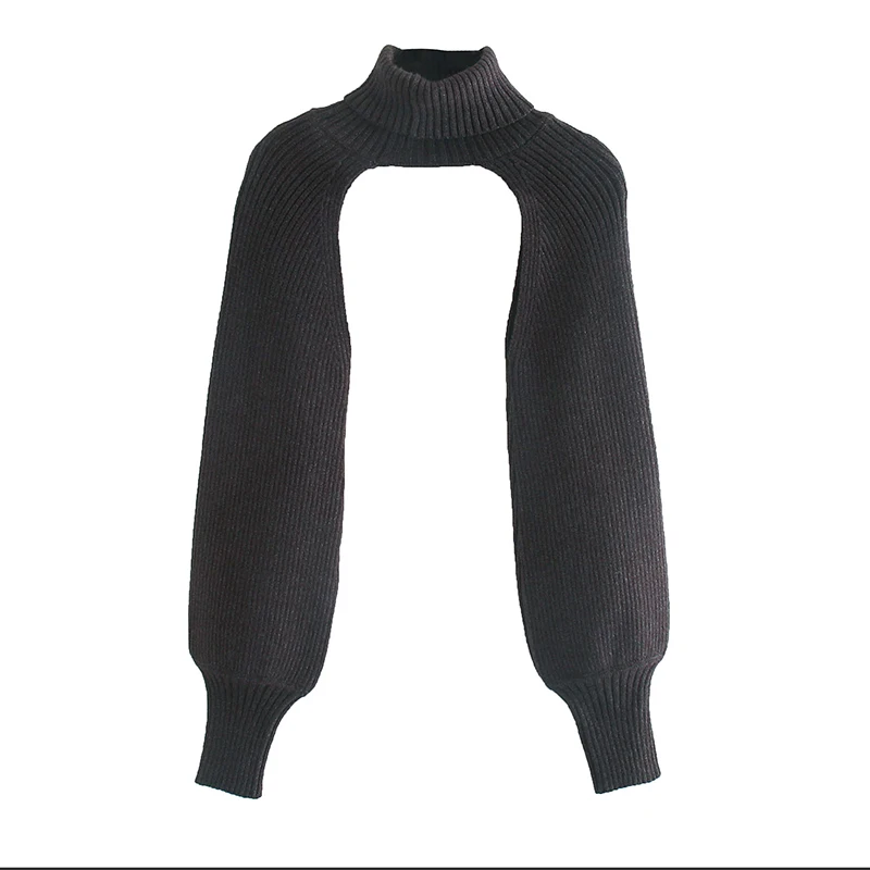 

Women's Solid Color Knitted Sleeve Sweater Long Sleeve Turtleneck Pullover Ladies Knitwear