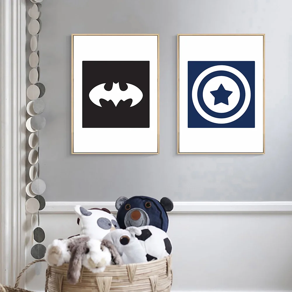 Синий мультфильм летучая мышь стены художественный постер картина Babi Северный