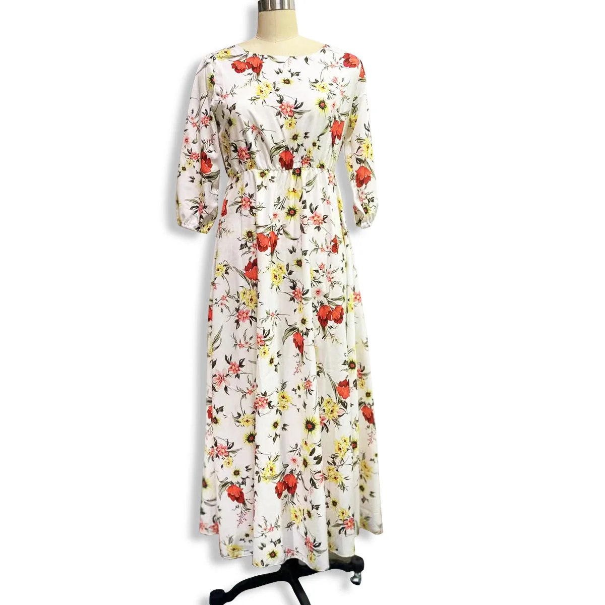 

2021 summer new style European and American women's chiffon print big swing dress bohemian holiday style dress