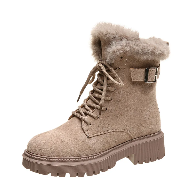 

Woman Ankle Boots Flat Heel Shoes Women Lace Up Winter Shoes Daily suede Short Boots Woman Footwear Frosted New boots Size40