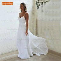 sexy bohemian women white wedding gowns 2020 ivory wedding dress for party gongbaolage sweetheart chiffon rural bridal dresses