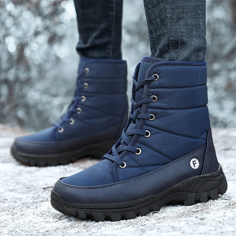 

Waterpoof snow boots men shoes 2022 new arrival thick bottom mid-calf men boots rubber safety shoes men winter boot plus size
