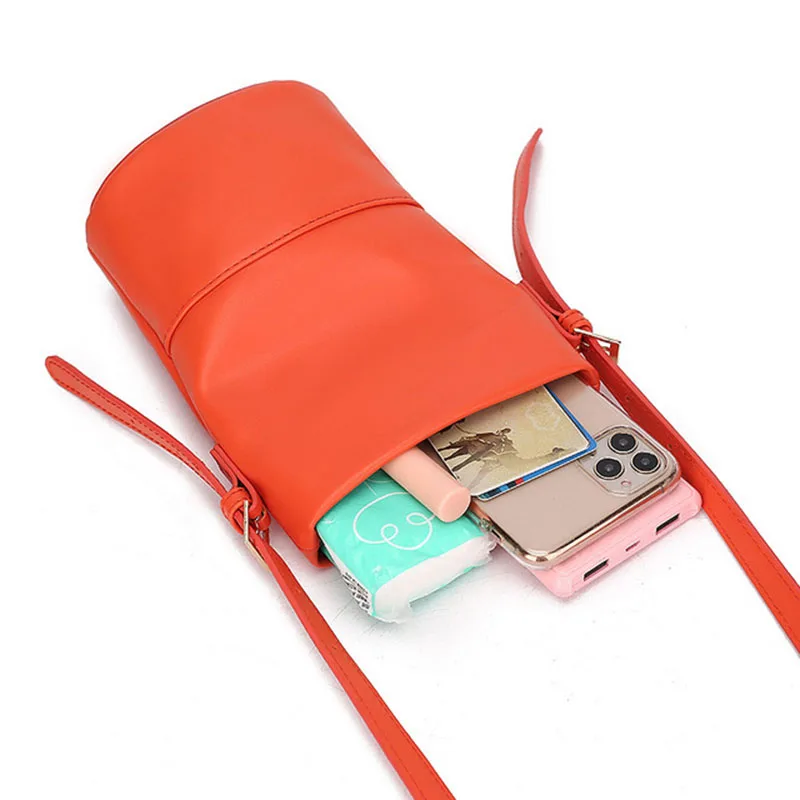 

Simple Small Shoulder Bag 2021 New PU Leather Mini Bucket Bag Crossbody Bags Summer Travel Phone Bag