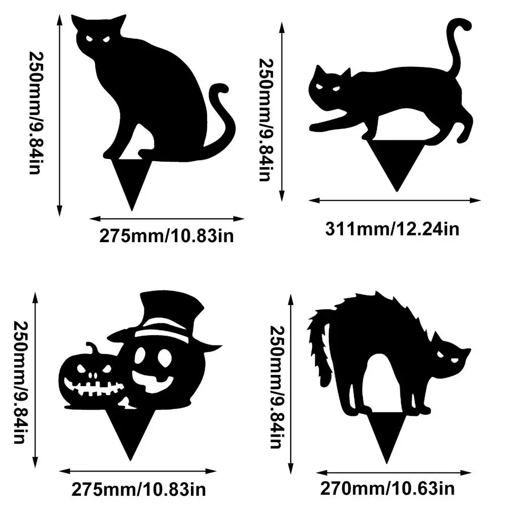 

Garden Insert stakes Halloween Black Cat Decorative plates hollow acrylic decoration Card Halloween party yard decor Stake