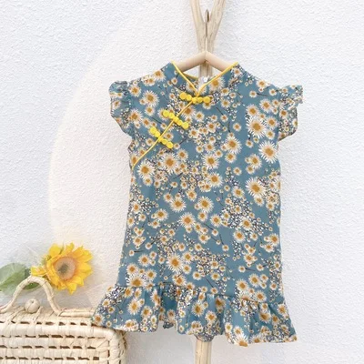 

2021 Chinese Style Girls Dress Sleeveless National Dress for Baby Girl Summer Clothing Girl Clothes Toddler Girl Dressing