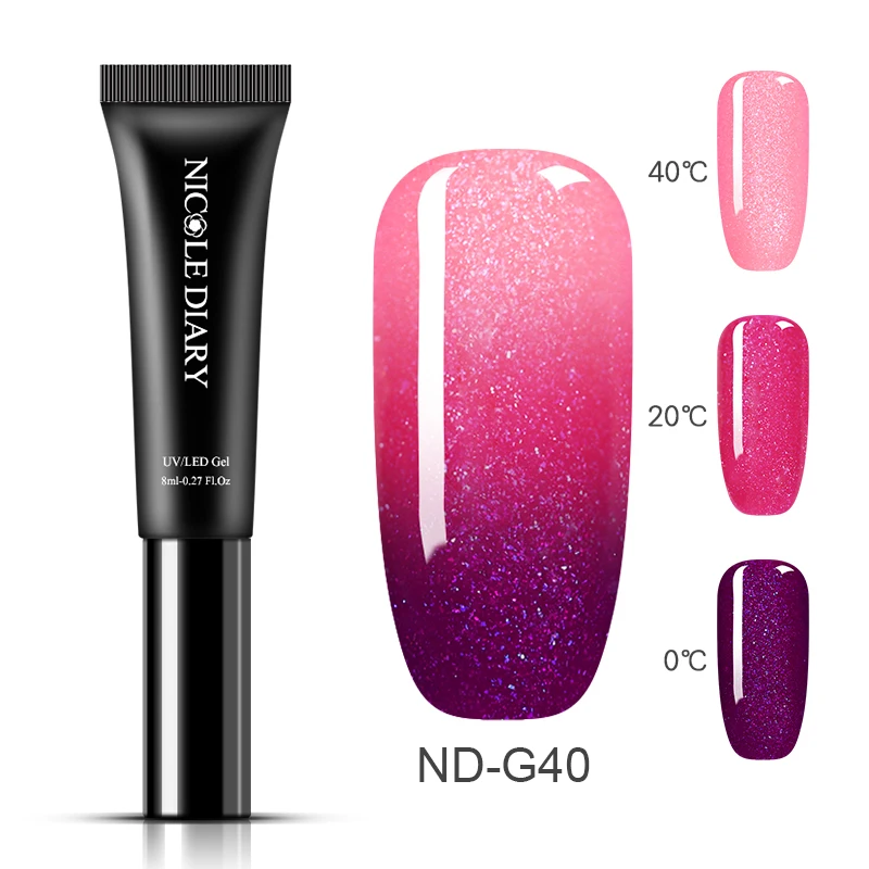 ND-G40 NICOLE DIARY, розовое золото, гель для ногтей, блестящий Светодиодный УФ-гель, для маникюра, блестки, отмачиваемый Гель-лак для ногтей, Полупостоянный Гель-лак - Цвет: ND-G40