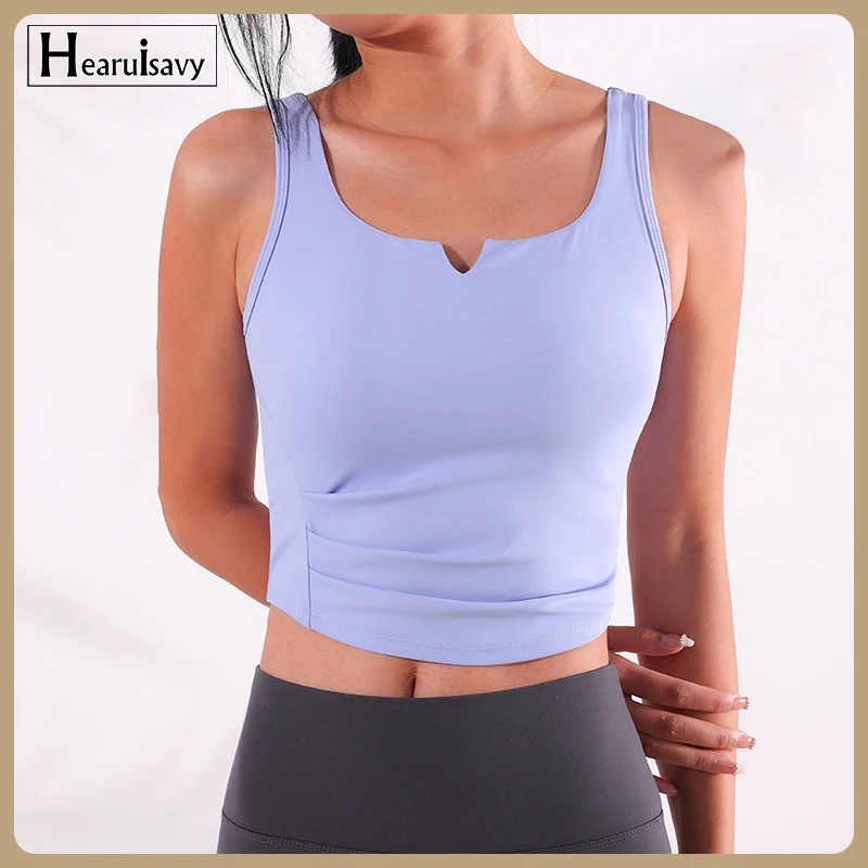 

Yoga Sports Bra Beauty Back Shockproof Underwear Women's Gym Running Fitness Tops Gathering Workout Vest Sexy One-Piece Bra