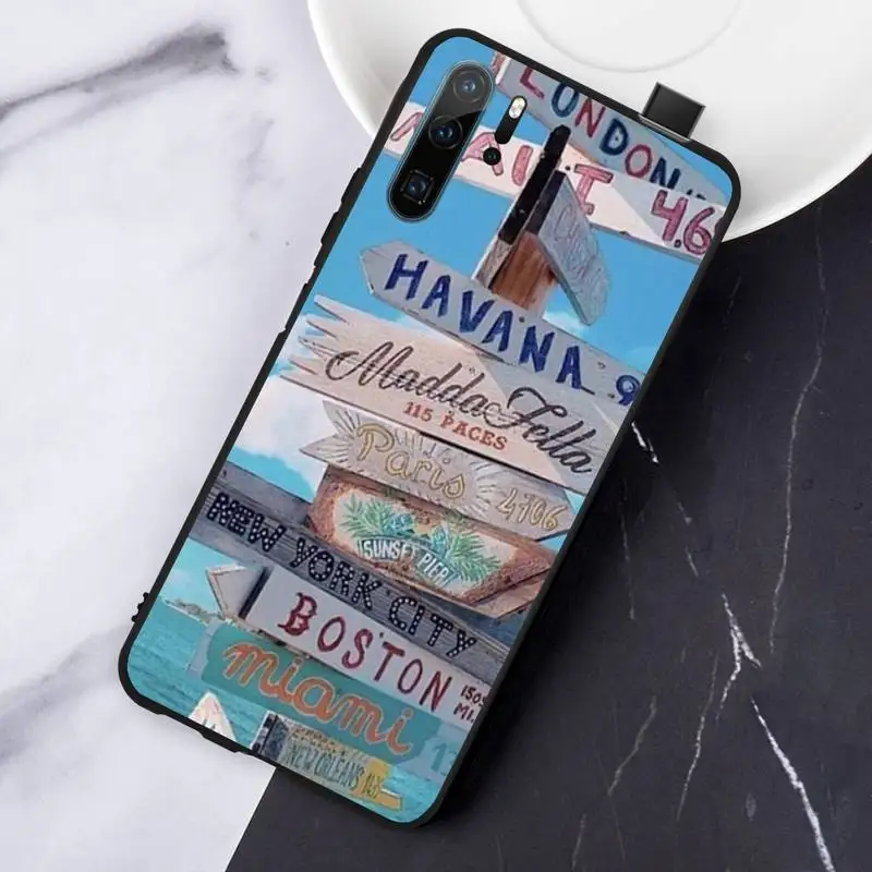 

Airplane Travel World Map Road Sign high quality luxury Phone Case For Huawei honor Mate P 10 20 30 40 Pro 10i 9 10 20 8 x Lite
