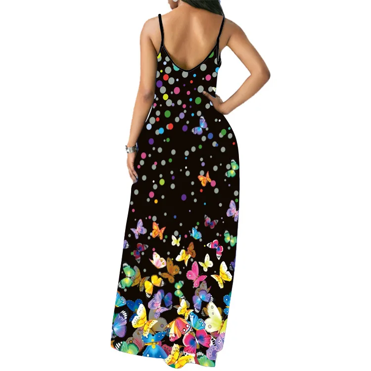 

2021 New Summer Suspender Long Skirt Sexy Printed Dress Women's Clothing