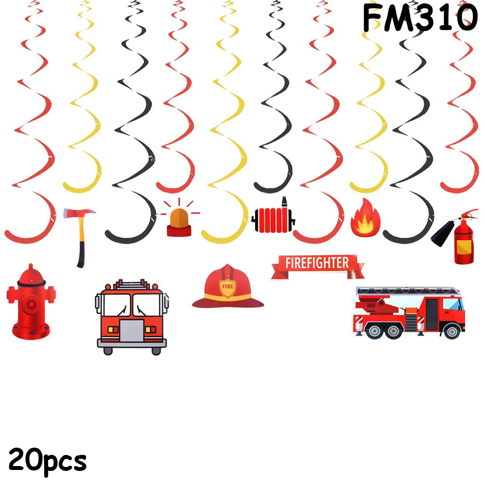 FM310 Набор пожарных вечерние украшения спиральный орнамент вихревые украшения пожарные принадлежности для тематической вечеринки детские украшения на день рождения - Цвет: FM310