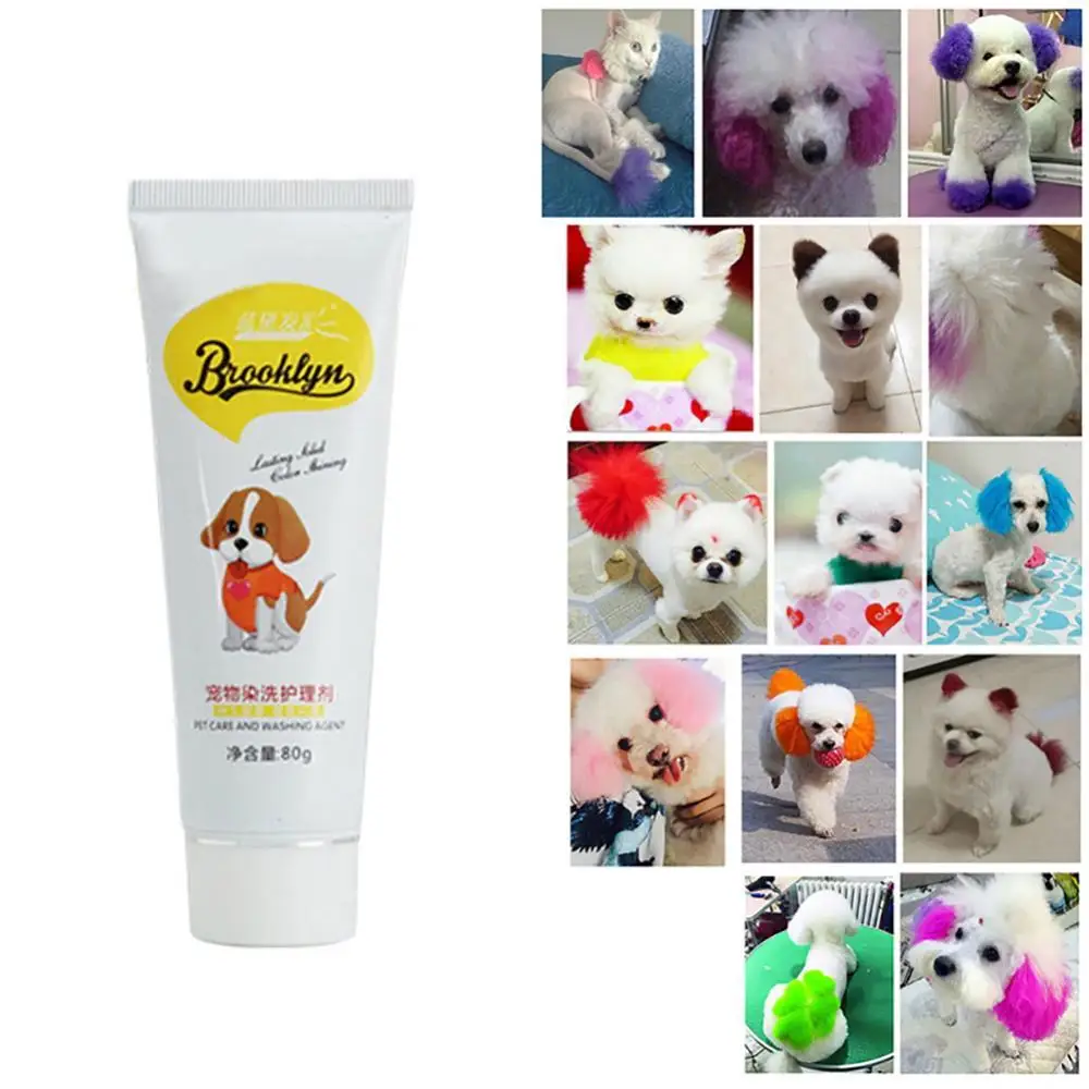 

80g Pet Dog Cat Animals Hair Dyeing Cream Hair Coloring Dyestuffs Dyeing Pigment Pet Hair Dye Agent Supplies DIY Makeup Dog