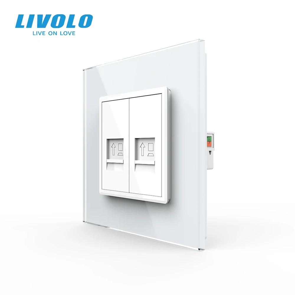 

Livolo UK standard Home Wall Computer CAT6 Socket ,cable interface, New Style Crystal Glass Panel, internet wires