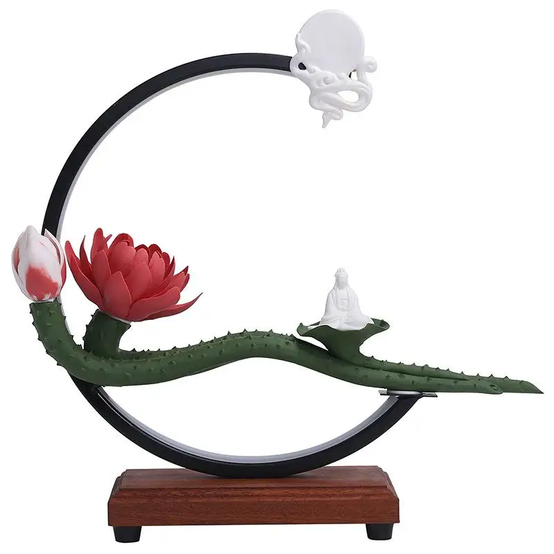 

White Lotus Backflow Incense Burner With Usb Led Light Smoke Waterfall Incense Sticks Holder Gift 20 Pacs Cones Home Ornaments