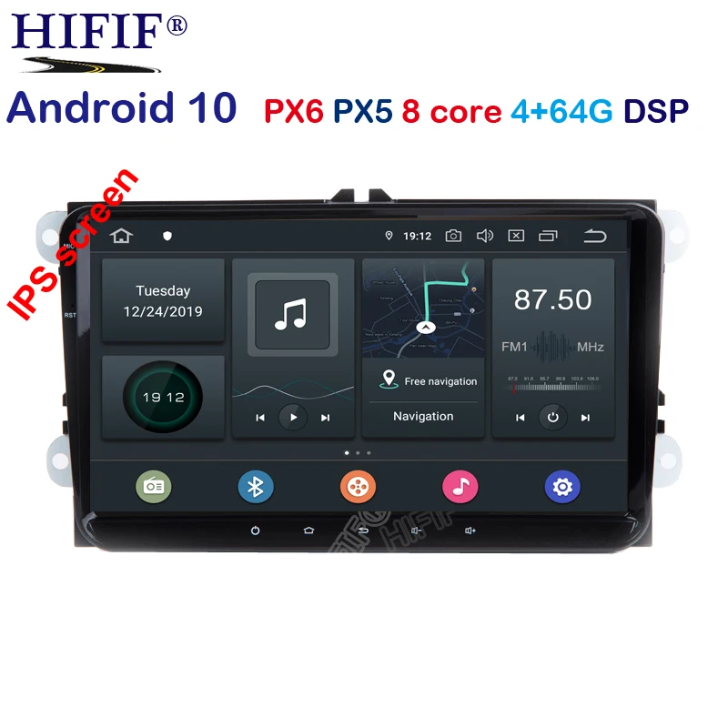 Мультимедийный плеер PX6 IPS DSP Android 10 0 для VW PASSAT B6 B7 V7 Golf 5 6 Tiguan BORA Fabia быстрая сиденья