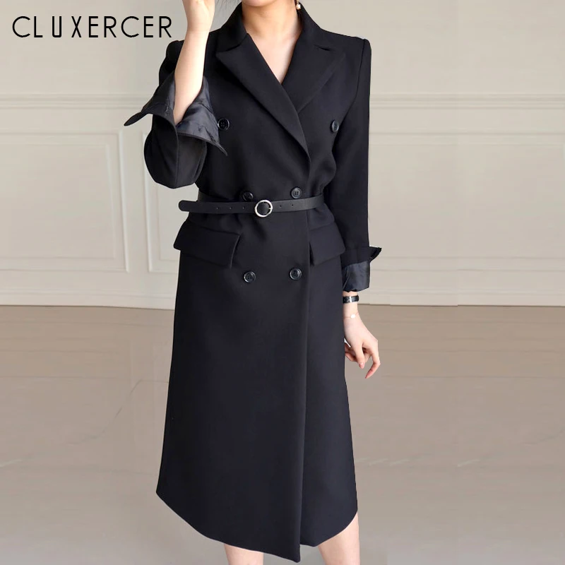 2019 новый осенний элегантный длинный пиджак Женский Повседневный однотонный с