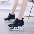 Кроссовки женские на платформе со скрытой танкеткой, повседневные прогулочные туфли на шнуровке, толстая нескользящая подошва, желтые