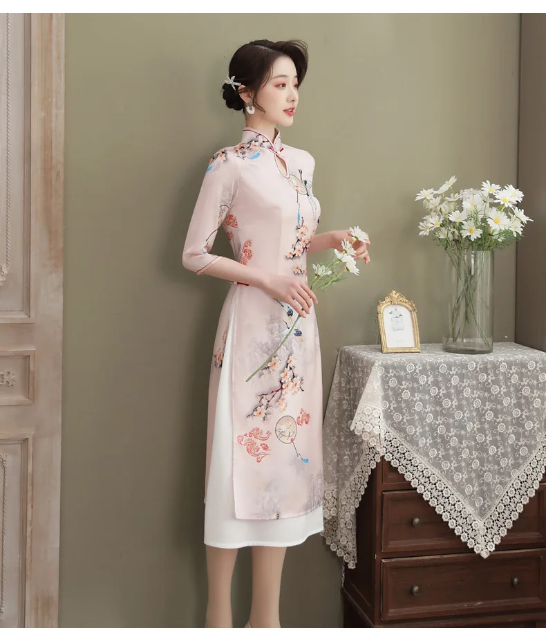 Женское платье с цветочным принтом из Вьетнама Ao Dai 2021|Одежда Азии и островов