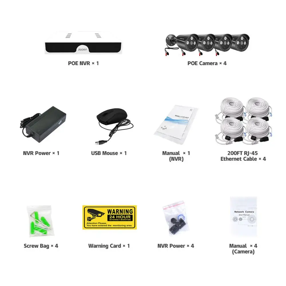 4MP PoE Система камер домашней безопасности 8CH NVR рекордер видеонаблюдения CCTV пуля