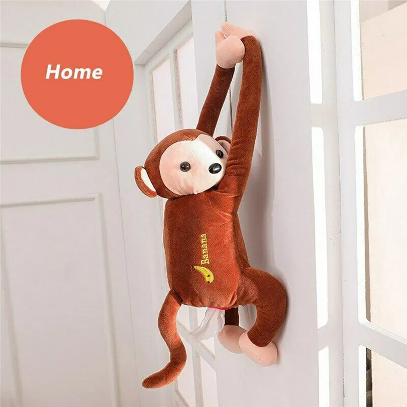 Cartoon Tissue Box Cover Case Napkin Holder Plush Car Monkey Animal Hanging Decor Wedding | Дом и сад