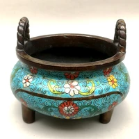 yizhu cultuer art collection old china bronze carvings cloisonne family incense burner decoration